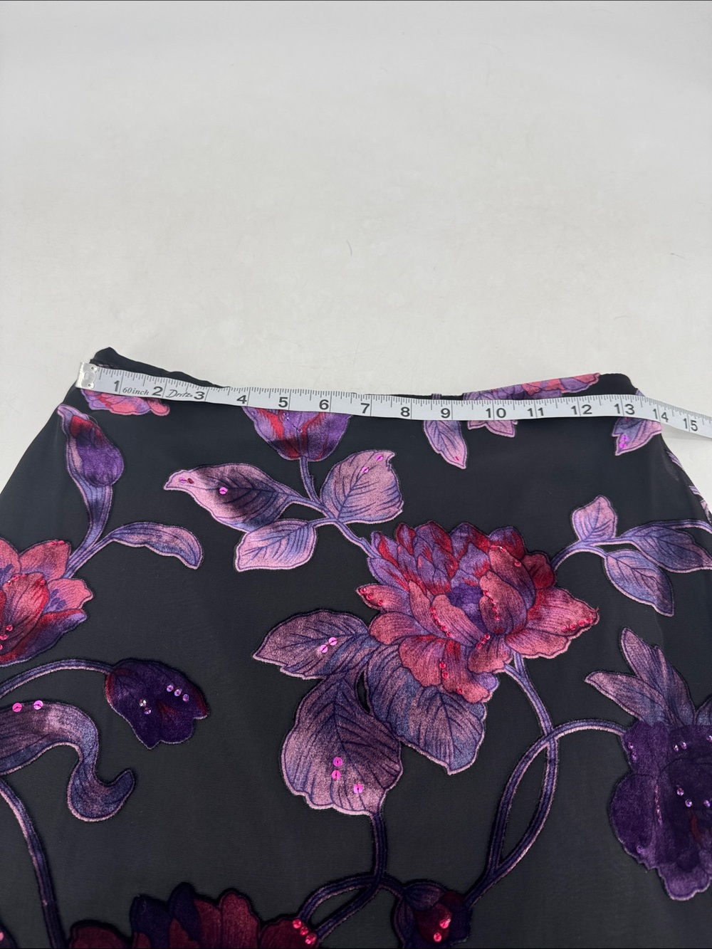St. John Kelly and Diane Vintage 90s Whimsigoth Fairy Burnout Velvet Silk Skirt - Picture 12 of 16